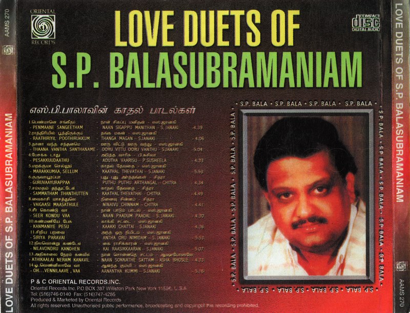 Love Duets Of S.P.B (1980) (Ilaiyaraaja) (Oriental Records – ORI AAMS ...